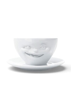 tasse et mugs tassen mds tasse et sous tasse clin d'oeil en porcelaine 200 ml - hauteur 7.5 cm - diamètre 11.5 cm