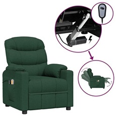 Fauteuil électrique de massage Vert foncé Tissu