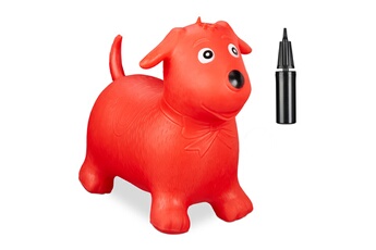 Autres jeux d'éveil Relaxdays Animal sauteur chien, avec pompe à air, supporte jusqu'à 80 kg, sans bpa, pour enfants, rouge
