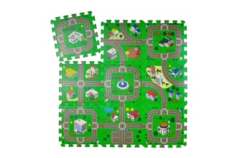 Tapis pour enfant Relaxdays Tapis circuit, 9 pièces de puzzle, sans polluants, mousse eva, chambre d'enfants, l x p : 90 x 90 cm, coloré
