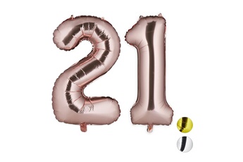Article et décoration de fête Relaxdays Ballon chiffre numéro 21 gonflable anniversaire décoration géant mariage fête hélium 85-100 cm, rose dore