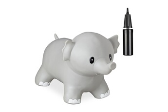 Autres jeux d'éveil Relaxdays Animal sauteur éléphant, avec pompe, supporte jusqu'à 100 kg, sans bpa, jouet gonflable pour enfants, gris