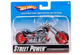 Voiture Mattel Mattel - r1 91 - vehicule sans piles - hot wheels - motos 1/18 - street power twin flame - noir/rouge