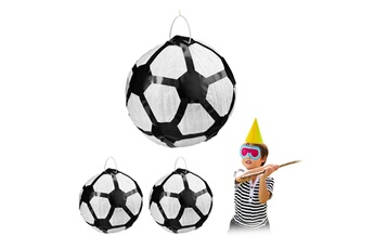 Article et décoration de fête Relaxdays Piñata à suspendre, en lot de 3, ballon football, pour enfants, à remplir, anniversaire jeux décoration, blanc-noir