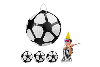 Article et décoration de fête Relaxdays Piñata à suspendre, en lot de 4, ballon football, pour enfants, à remplir, anniversaire jeux décoration, blanc-noir