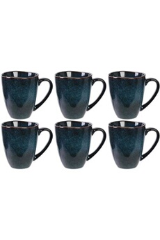 tasse et mugs the home deco factory - mug en grès bleu au grès du temps 30 cl (lot de 6)