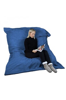 pouf vivezen pouf géant xxl, fauteuil d'intérieur déhoussable - 150 x 180 cm - sherpa - bleu marine -