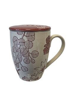tasse et mugs amadeus mug avec infuseur nature peint à la main - hauteur 11 cm - diamètre 8.5 cm