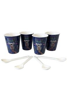 tasse et mugs enesco coffret de 4 gobelets expresso en céramique koala par michelle allen
