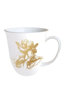 tasse et mugs expo ambiente ambiente tasse en porcelaine fine - ange doré - hauteur 11 cm - diamètre 10 cm - 0.4 l