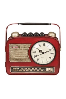 boite de rangement out of the blue boîte à clefs poste radio avec horloge rouge vintage - hauteur 28 cm x largeur 29 cm x profondeur 6 cm