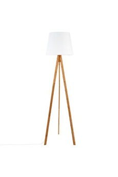 lampadaire pegane lampadaire coloris blanc en bambou et polyester - dim : h160 x d50 cm