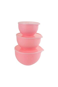 plat / moule lily cook - set de 3 bols patissier avec couvecle rose