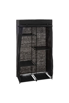 armoire pegane armoire penderie modulable en tissu coloris noir - longueur 88 x profondeur 46 x hauteur 169 cm--