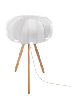 lampe à poser pegane lampe à poser en bambou et polypropylene, blanc - dim : d. 32,5 x h. 55 cm --