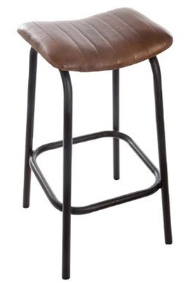 Chaise et Tabouret de bar Pegane Tabouret de bar en cuir coloris marron - Dim : L.42 x l.40 x H.75 cm --