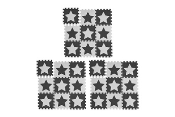 Tapis pour enfant Relaxdays Tapis de jeu, étoiles, 27 pièces de puzzle, enfants & bébés, mousse eva, sans polluants, 91 x 91 cm, blanc-gris