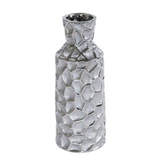 Table Passion Argent Vase Martel Bouteille Silver 30 Cm - Céramique