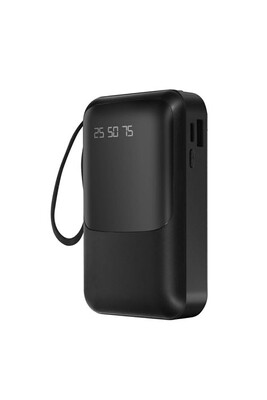 Batterie externe Avizar Batterie Externe Noire Universelle 12800mAh avec Câbles intégrés USB-C micro USB et Apple Lightning