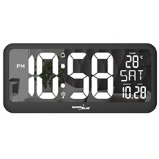 Horloge numérique GB214 avec capteur de température 37x17cm murale Alarme Ecran LCD A poser sur une table ou à accrocher au mur