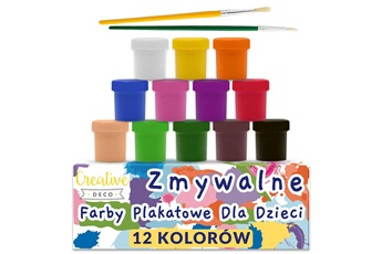 Peinture enfant Creative Deco Peinture enfant lavable doigt | 12x20ml | loisir creatif | couleurs basiques vibrantes intenses pigmentées