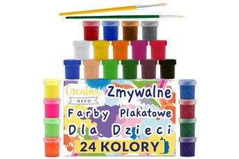 Peinture enfant Creative Deco Peinture enfant lavable doigt | 24x20ml | loisir creatif | couleurs basiques fluorescentes scintillantes métalliques