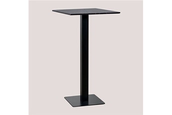 table haute de bar carrée en marbre livanto noir 111 cm