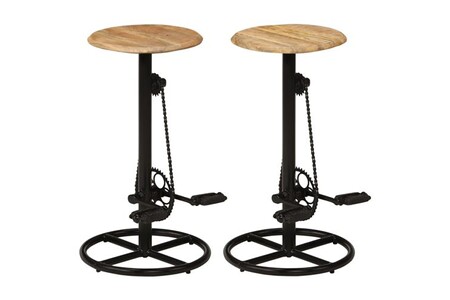 Chaise et Tabouret de bar vidaXL Chaises de bar lot de 2 bois de manguier solide