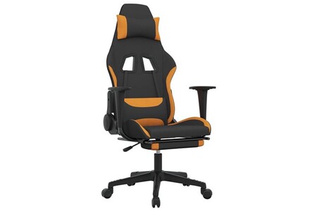 Chaise gaming vidaXL Chaise de jeu de massage avec repose-pied Noir et orange Tissu