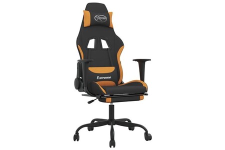 Chaise gaming vidaXL Chaise de jeu avec repose-pied Noir et orange Tissu