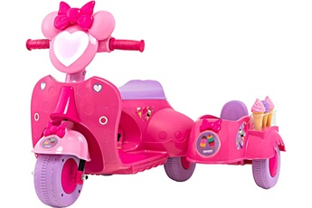 Véhicule électrique pour enfant Giantex Moto électrique enfants avec jouets de crème glacée,moto scooter à 4 roues avec side-car de rangement, pour garçons filles âgés de 37 à 96 mois, rose