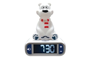 réveil lexibook - réveil digital ours polaire avec veilleuse lumineuse en 3d et effets sonores