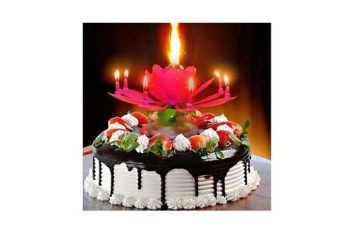 GENERIQUE Bougie d’anniversaire magique fleur musicale tournante pour décoration de gâteau - rouge