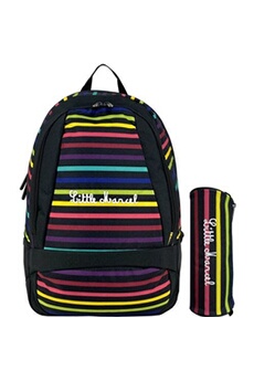 sac à dos little marcel sac à dos noir et rayures multicolores - lotlm8876