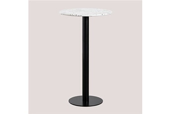 table de chevet sklum table haute de bar ronde en terrazzo (ø60 cm) dolce blanc 104 cm