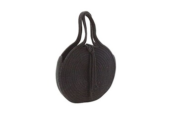 cabas de courses aubry gaspard - sac rond en corde de coton et jute noir