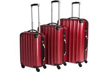 set de 3 valises tectake set de 3 valises trolley rigides - abs - rouge