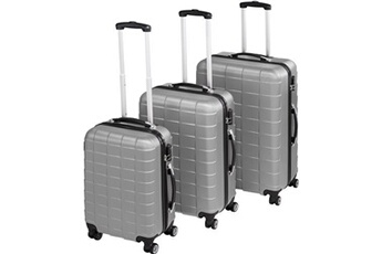 set de 3 valises tectake set de 3 valises trolley rigides - argent