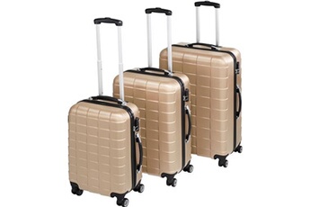 set de 3 valises tectake set de 3 valises trolley rigides - champagne