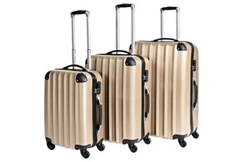 set de 3 valises tectake set de 3 valises trolley rigides - abs - champagne