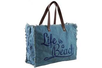 cabas de courses aubry gaspard - sac en coton décor life is a beach bleu