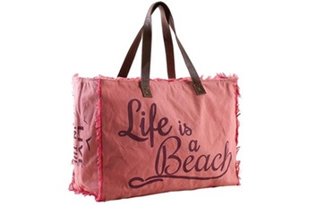 cabas de courses aubry gaspard - sac en coton décor life is a beach rose