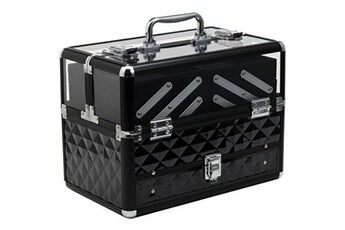 valise homcom mallette à maquillage - coffre à cosmétiques - rangement produits de beauté - dim. 30l x 18l x 22h cm - poignée serrure alu. acrylique noir