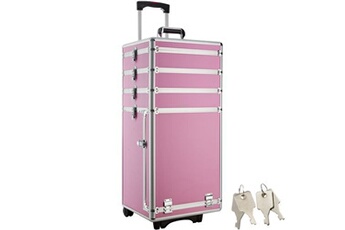 vanity cases tectake mallette maquillage 4 niveaux - rose vif