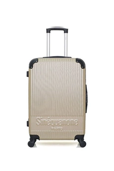 valise sinéquanone sinequanone - valise weekend abs rhea 4 roues 65 cm - beige