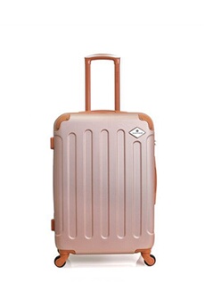 valise gerard pasquier - valise cabine abs camelia 4 roulettes 55 cm - rose dore