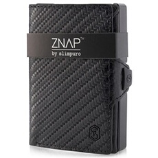 Portefeuille porte-monnaie - ZNAP Slim - 12 cartes max. - 8 x 1,8 x 6 cm - saffiano noir