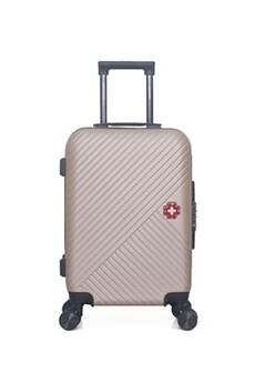 valise swiss kopper - valise cabine abs spiez 4 roues 55 cm - rose dore
