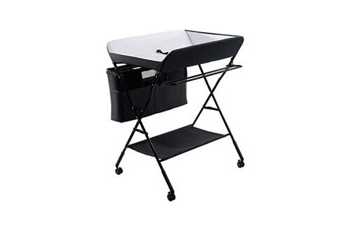 Commode et table à langer Costway Table à langer pliante avec panier de  rangement structure en fer charge max 10kg pour nouveaux-nés noir