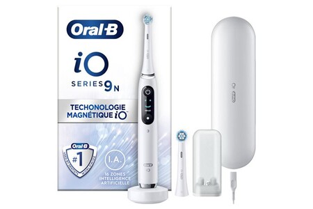 Brosse à dents électrique Oral B Oral-b io 9n - avec etui de voyage et porte brossette - blanche - brosse à dents électrique